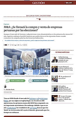 M&A: Se frenar la compra y venta de empresas peruanas por las elecciones?